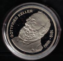 5 Franken Gottfried Keller 1990 gültige 5 Franken Gedenkmünz