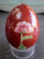 Cloisonne Ei Rotbraun Gold, mit Blumen, 6.1x4.5 cm, China