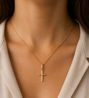 Edler Kreuz-Anhänger aus 333 - 8 Karat Gold mit vergoldeter