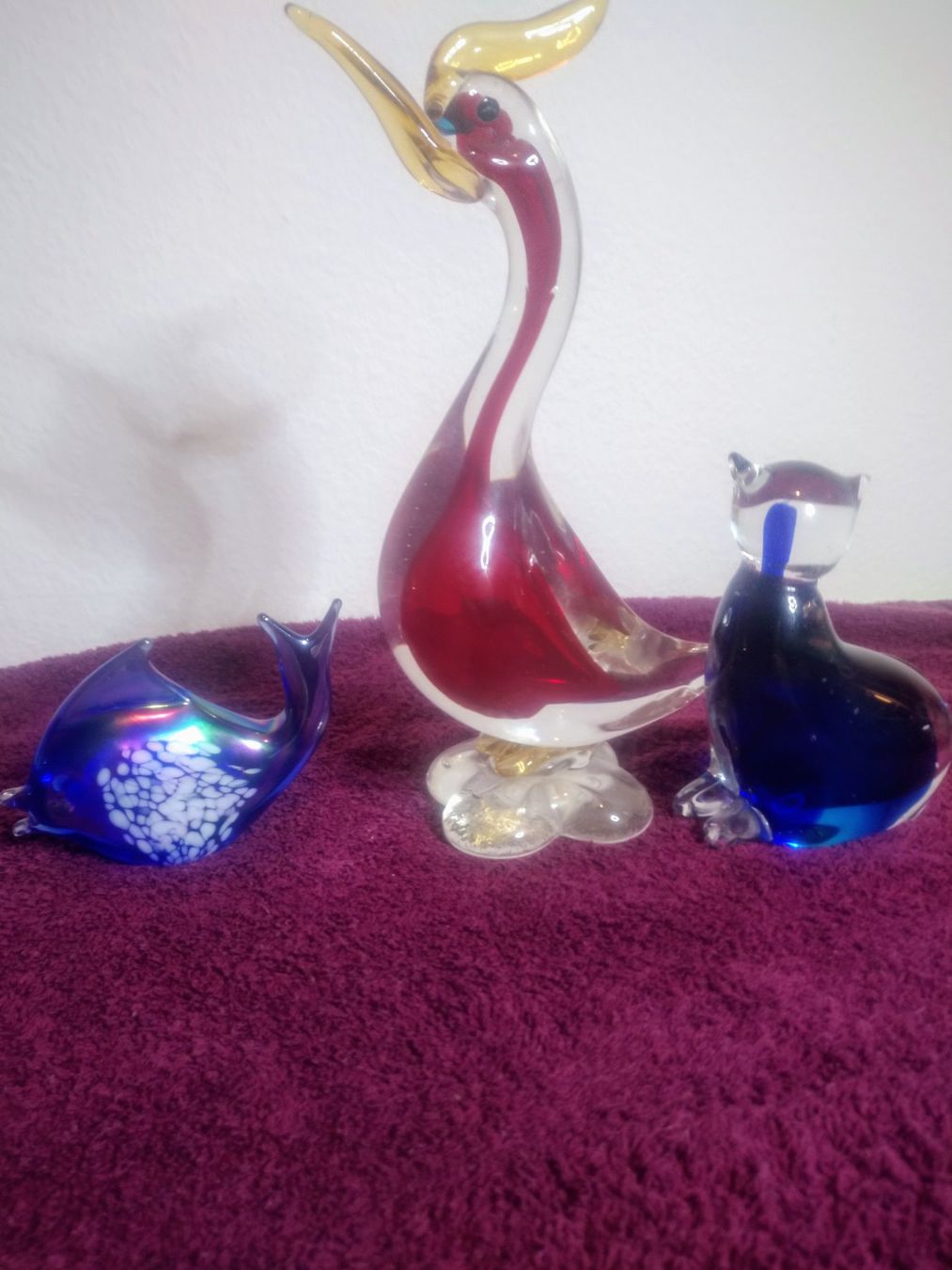 Murano Statuette: Glas Katze, Fisch und ein Murano Glasvogel – Usato da St.Gallen venduto da 55232 2