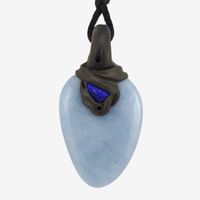 Angelit Steinanhänger mit eingefasstem Lapislazuli