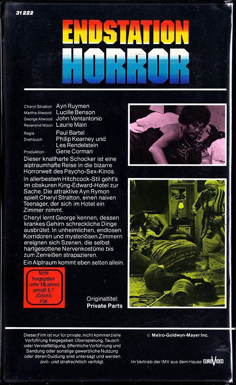 Tutti i VHS: Endstation Horror VHS MGM/UA 31 222 – Usato da Remetschwil venduto da Privatflohmi 1