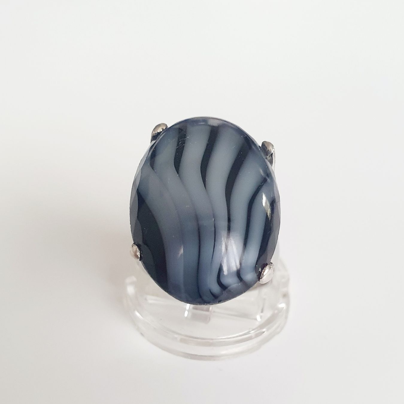 Ringe: Statement-Ring mit einem ovalen Zebra-Achat 925 Silber 18 mm – Gebraucht aus Kreuzlingen von Wunderkiste123 6