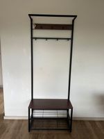 Garderobenständer mit Sitzbank und Schuhrost schwarz/braun