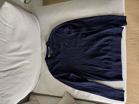 Tommy Hilfiger Navy V-Neck Sweater - Pima Cotton Blend - Siz
