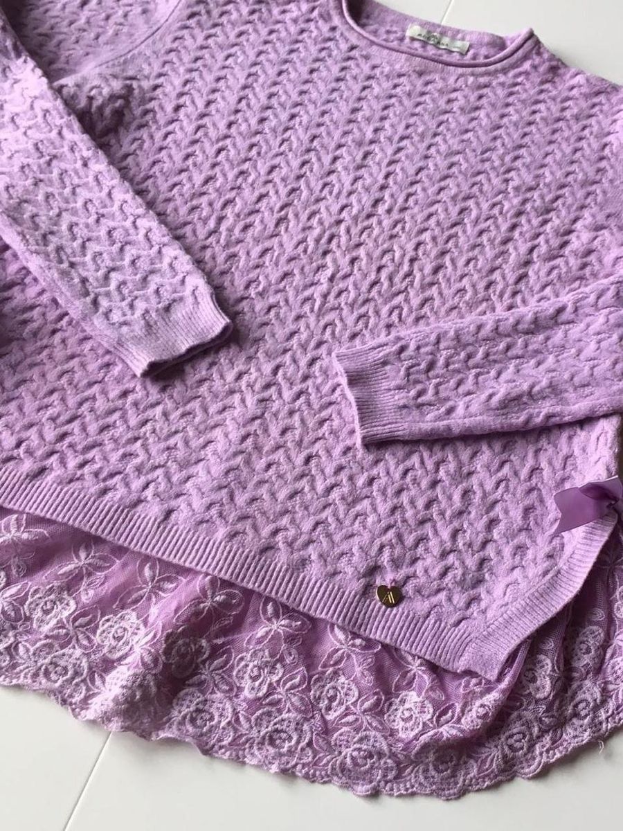 Maglioni & Felpe: Pull lilas - L/XL - détail dentelle  – Usato da Troinex venduto da Irisglo 5