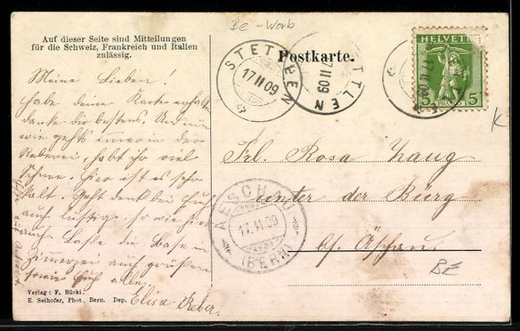 Cartoline postali: AK Stettlen, Ort mit Kirche und Feldern – Usato da Berlin venduto da bartko-reher 1