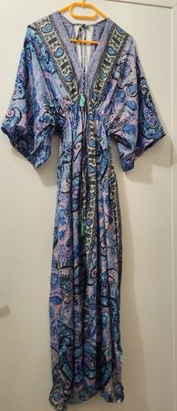 Robe longue imprimée poly-soie taille unique 