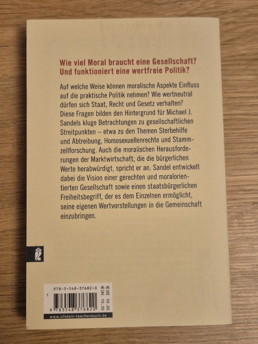 Libri: Moral und Politik - Michael J. Sandel – Usato da Bern venduto da miruslav 1