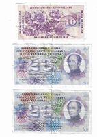 3 x Historische Schweizer Banknote / 1970er Jahre