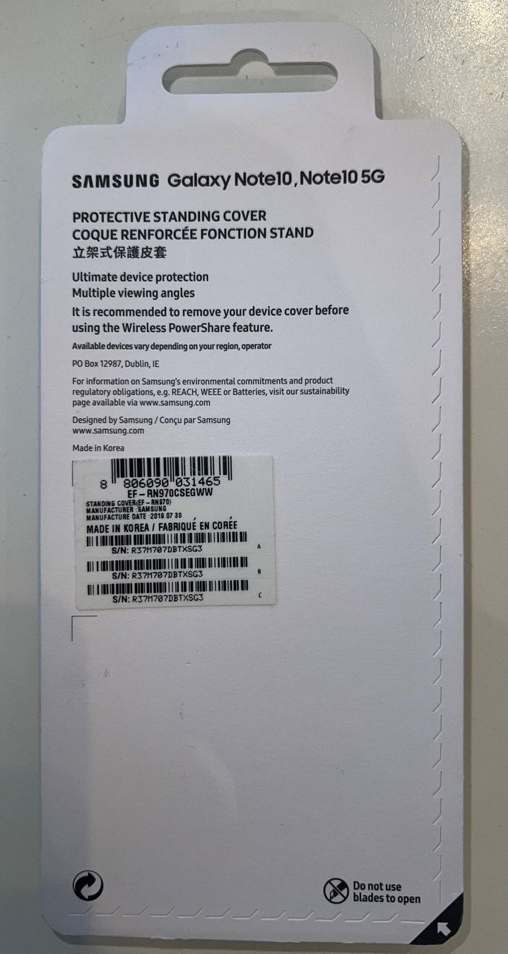 Cover & Protezioni schermo: Samsung Galaxy Note 10 Cover Case – Nuovo e nell'imballaggio originale da Zürich venduto da StarSoft 1
