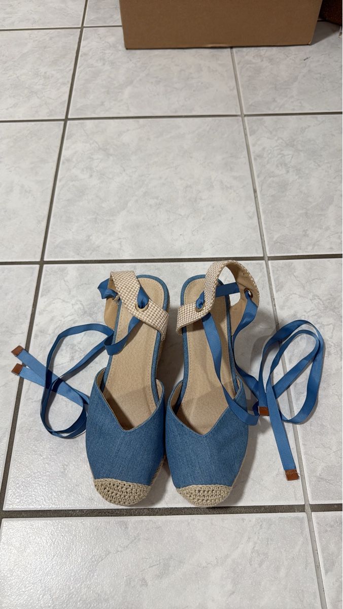 Damenschuhe: Denim Blue Espadrille Sandals - Summer Ready, Size 40 – Gebraucht aus Effretikon von lio_gjr8