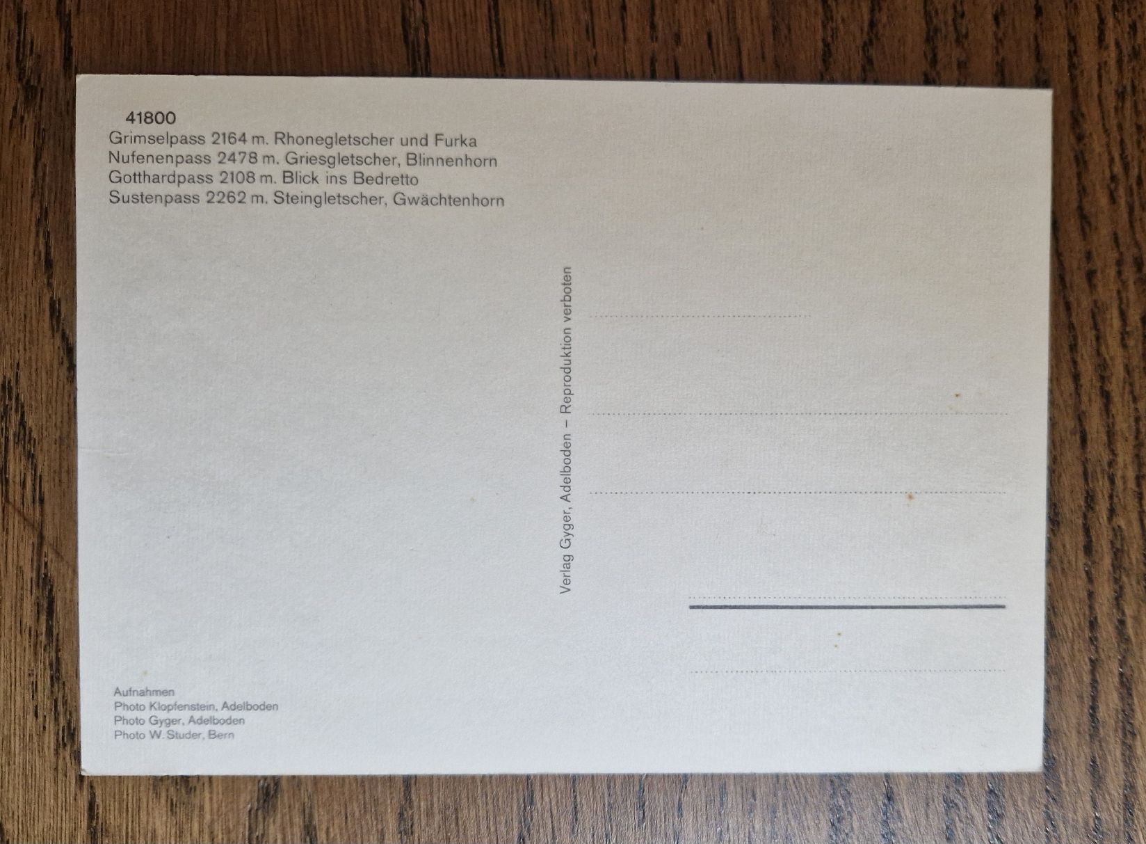 Cartoline postali: Vier Pässe Karte – Usato da Ebikon venduto da Donar50 2