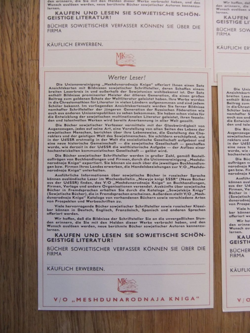 Cartoline postali: 11 Sowjetische Schriftsteller – Usato da St. Niklaus VS venduto da wunschlos54 7