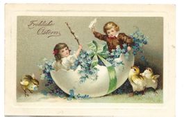 Fröhliche Ostern - Küken - Kinder - Ei - Litho - 1912