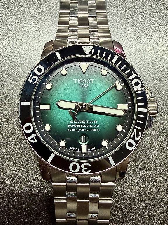 Orologi: Tissot Seastar 1000 Powermatic 80 | Full Set | Grün – Usato da Biberist venduto da Ce_Jo 1