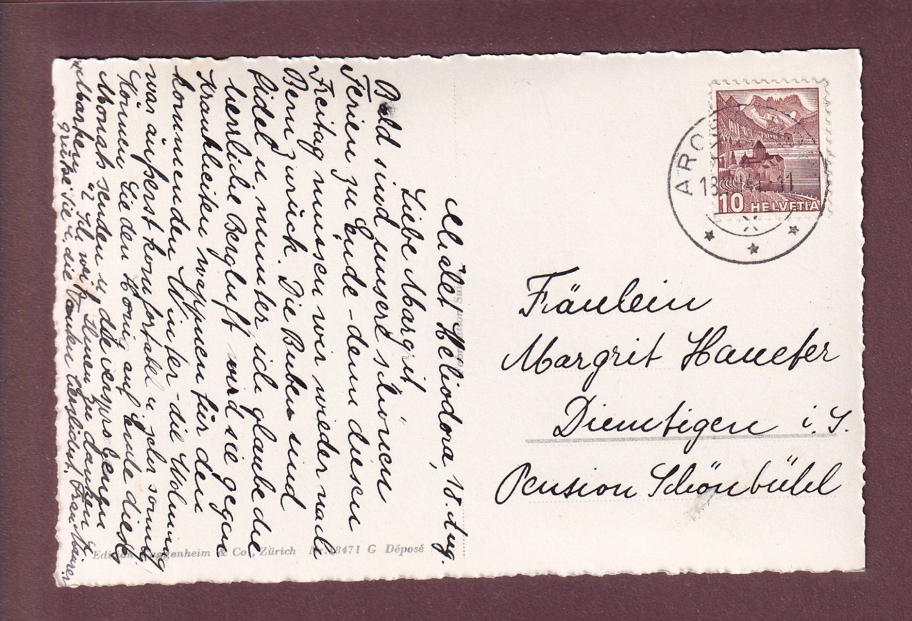 Cartoline postali: AROSA - Dorf - 1941 – Usato da Pully venduto da nicecards 1