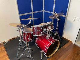 S.C.S Birch Schlagzeug-Set rot (Holzoptik) inkl. Paiste PST8