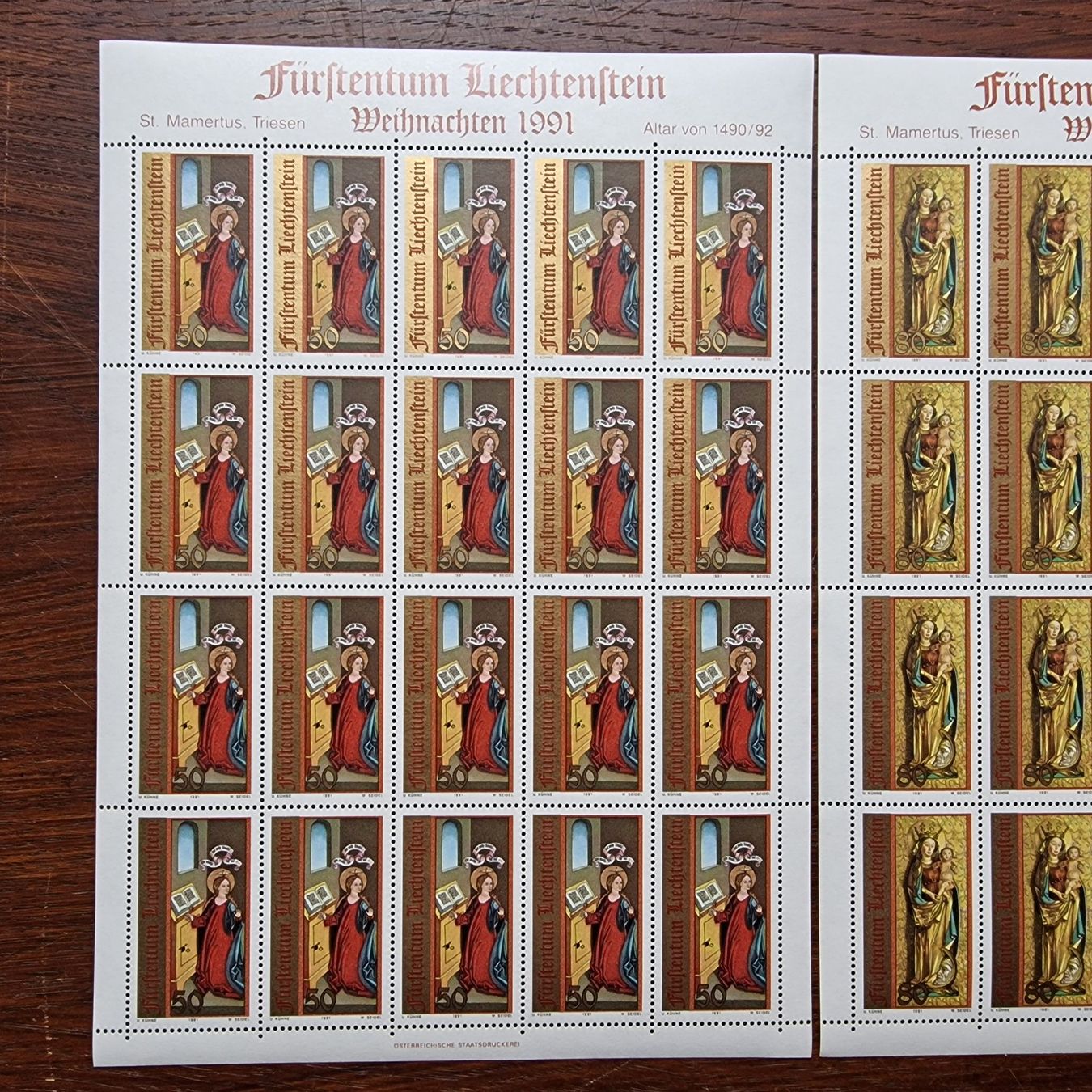 Tutti i francobolli: FL 1991 Serie Bogen "Weihnachten" postfrisch – Nuovo (secondo la descrizione) da Aesch LU venduto da briefmarken.uray 1