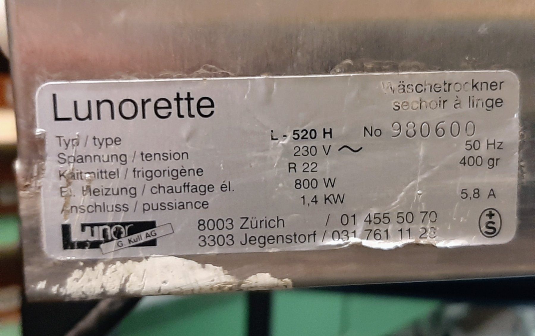 Luftentfeuchter: Lunorette Wäschetrockner – Defekt aus Zürich von Zurich 5