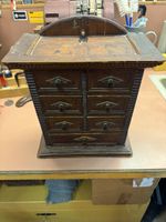 Apothekerschrank Holz mit sieben Schubladen alt gebraucht