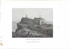Orig. Stahlstich, Hotel Rigi-Kulm, J. H. Locher