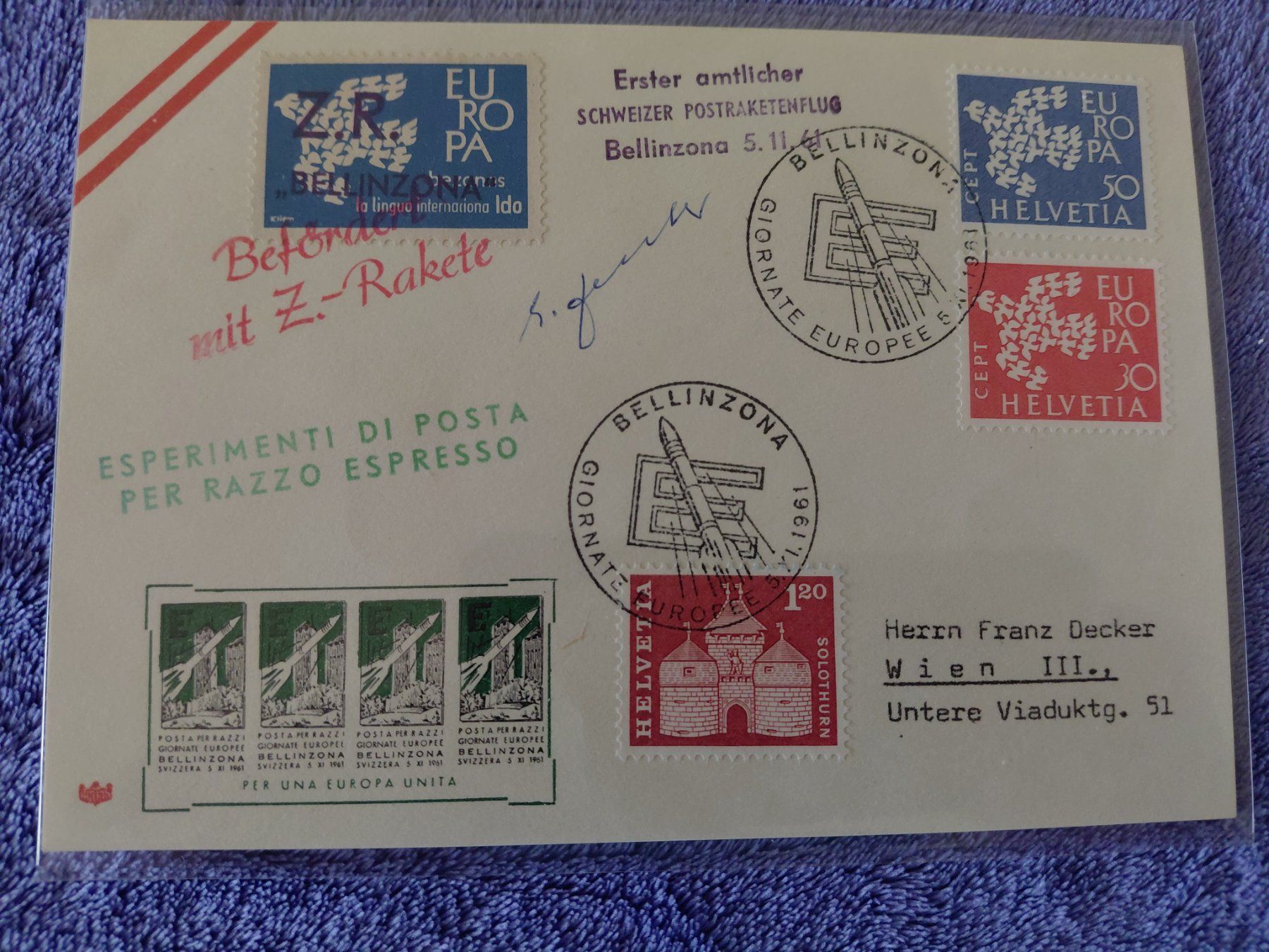 Tutti i francobolli: Superbrief Raketenpost 1961 – Usato da Horw venduto da Onurb008