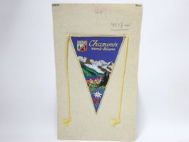 Vintage Wimpel Chamonix Mont-Blanc bestickt, Swiss Made