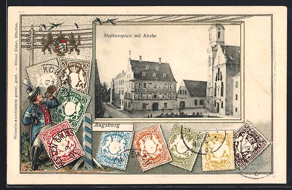 Cartes postales: Augsburg, Stephansplatz mit Kirche, Brie – D'occasion à Berlin par bartko-reher