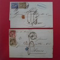 1867, Frankaturen nach ITALIEN (ROM) Sitzende mit Vignette !