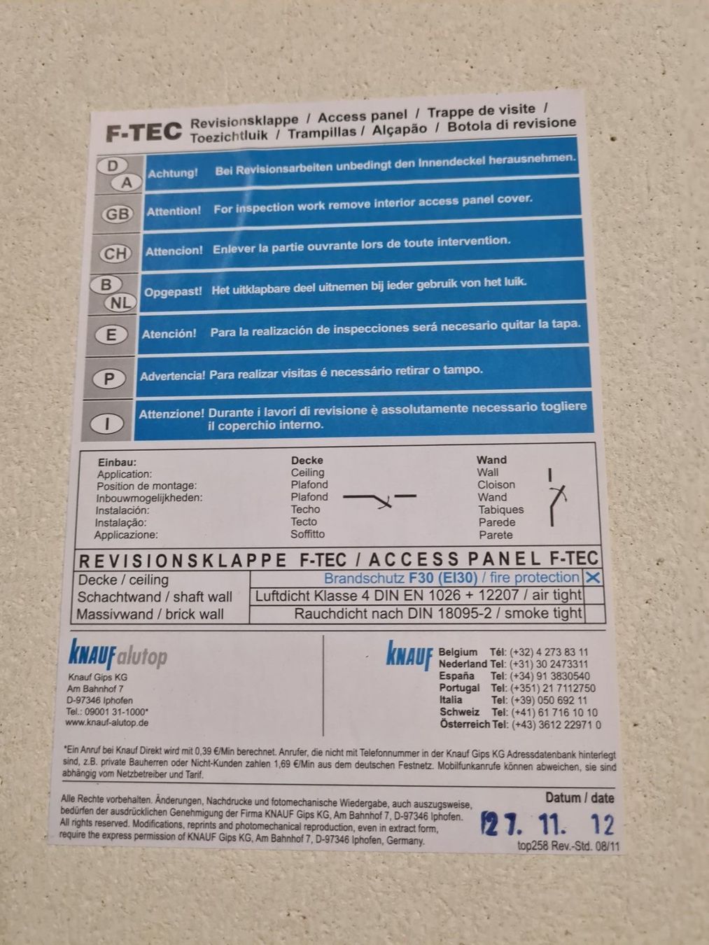 Box da tetto: Revisionsklappe F-TEC/ ACCESS PANEL – Nuovo (secondo la descrizione) da Fischbach-Göslikon venduto da Emanuel.Bardhi 1