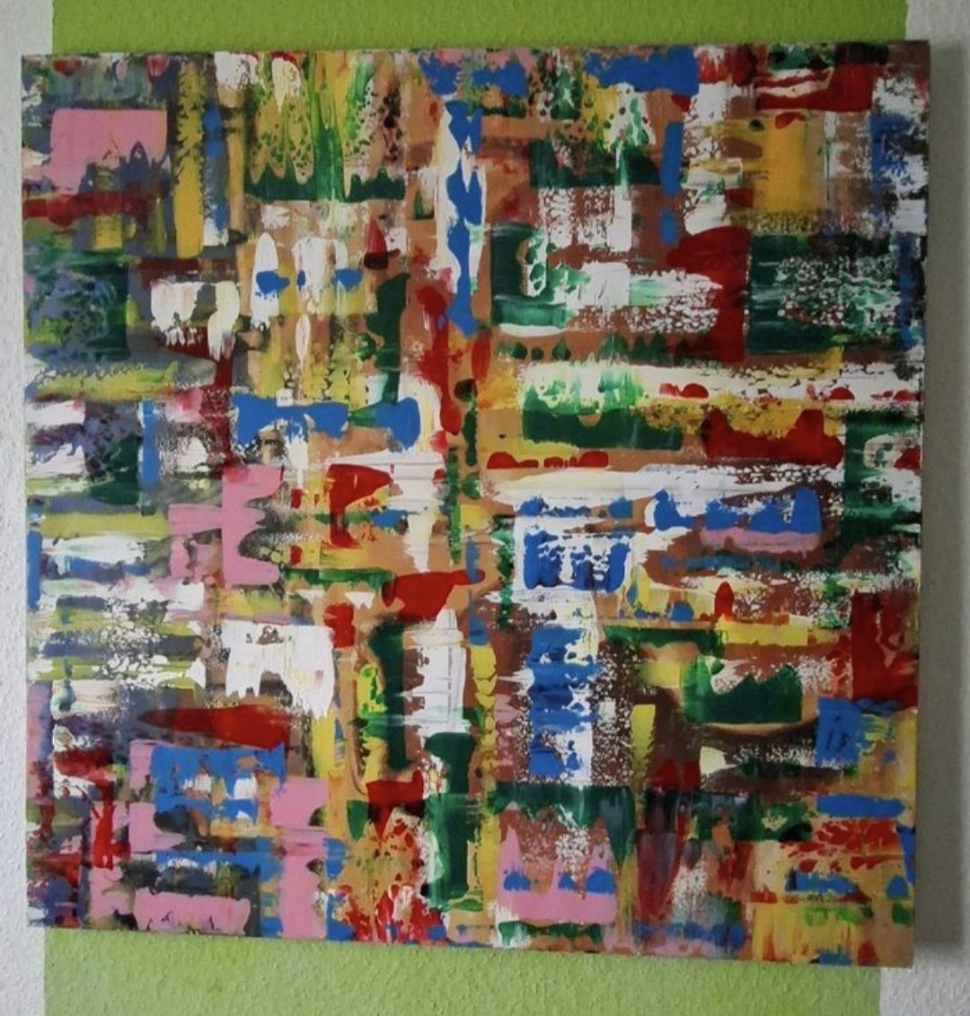 Dipinti: Gemälde " Bunt " handmade 88×88×3 – Nuovo (secondo la descrizione) da Riehen venduto da Steinbock1970