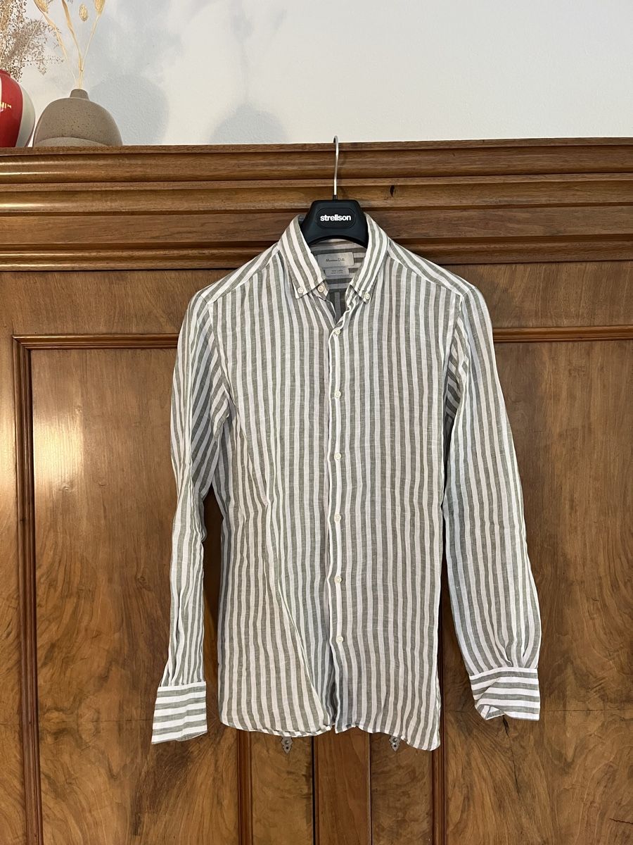Massimo Dutti Camicie: Leinenhemd, weiss/grün gestreift, Gr. S, Massimo Dutti – Usato da St. Gallen venduto da Gloom22 1