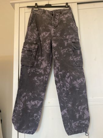 Zara pantaloni cargo tie-dye grigio viola taglia S - Nuovo!