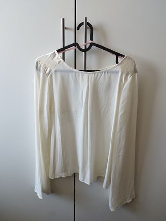 Weisse Boho Bluse mit Glockenärmel - Damen Bluse Gr. M