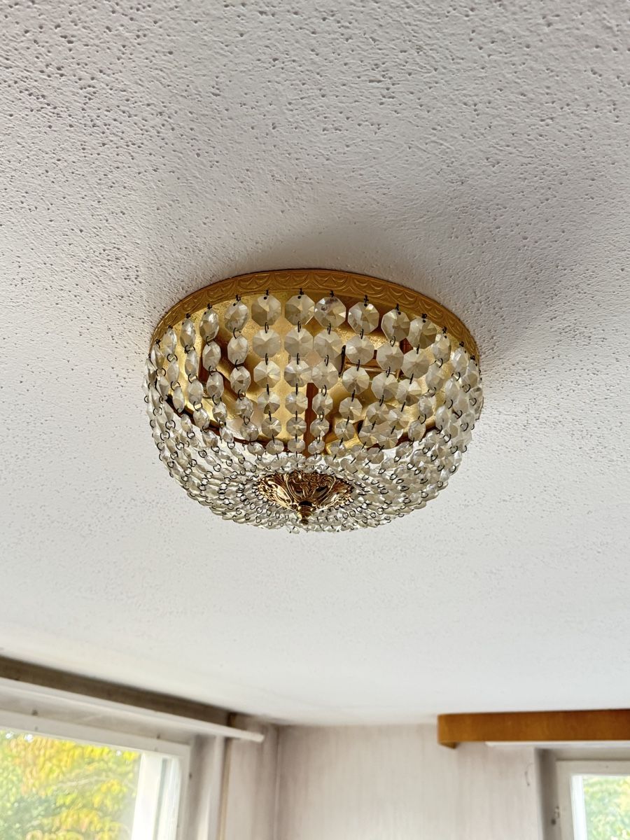 Lampadari & plafoniere: Deckenleuchte Messing mit Kristallbehang 40 cm rund – Usato da Schlieren venduto da Eldi84 1