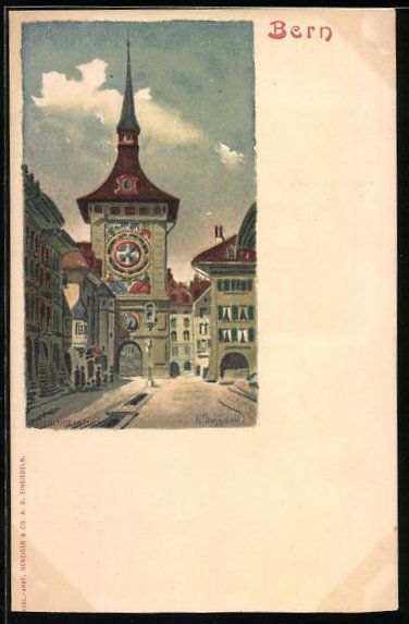 Cartoline postali: Litho Bern, Strassenpartie mit Tor – Usato da Berlin venduto da bartko-reher
