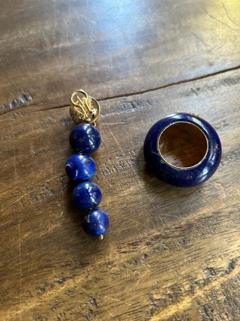 Anelli: Lapislazuli-Gold Ring und Ohrring – Usato da Schaffhausen venduto da amwr 6
