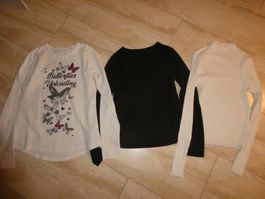 3 Langarmshirts für Mädchen, Grösse 158/164