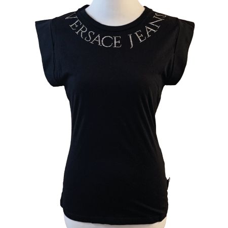 Y2K Versace Jeans Couture T-Shirt mit Strasssteinen
