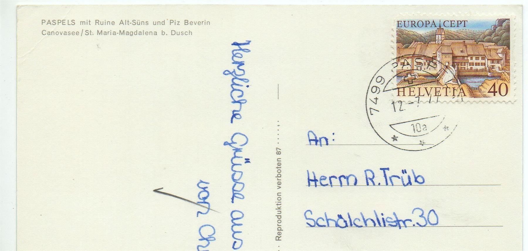 Cartoline postali: PASPELS im Domleschg – Usato da Jona venduto da philajona 1