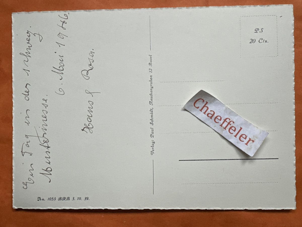 Cartoline postali: 1946 Basler schweizer Mustermesse. historisch – Usato da Zürich venduto da Chaeffeler 1
