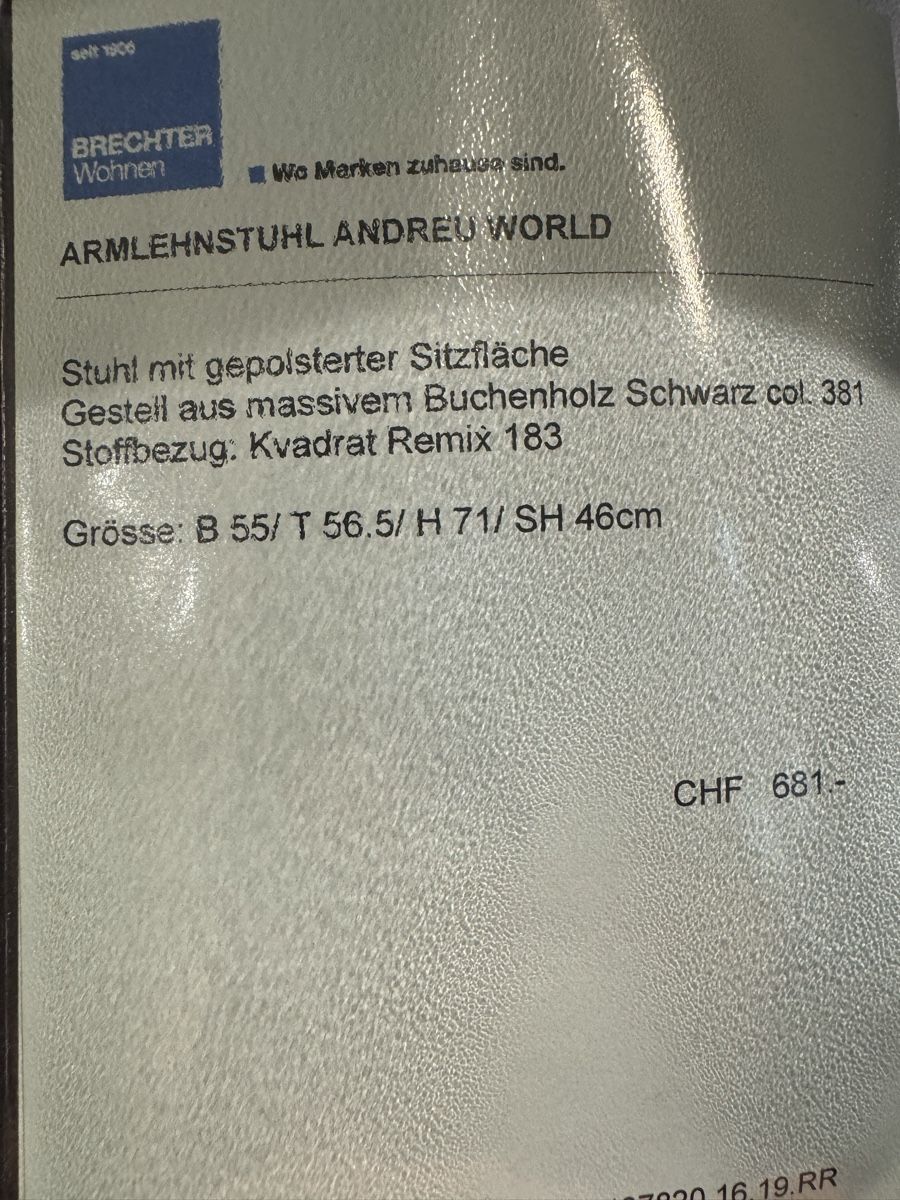 Stühle: 4 Armlehnstühle Andreu World – Neu (gemäss Beschreibung) aus Lohn-Ammannsegg von Businessangel 5