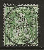 Alle Briefmarken: 1866 40 Rp. Siz. Helv. Vollstpl. GLARUS – Gebraucht aus Arlesheim von kuhnphila