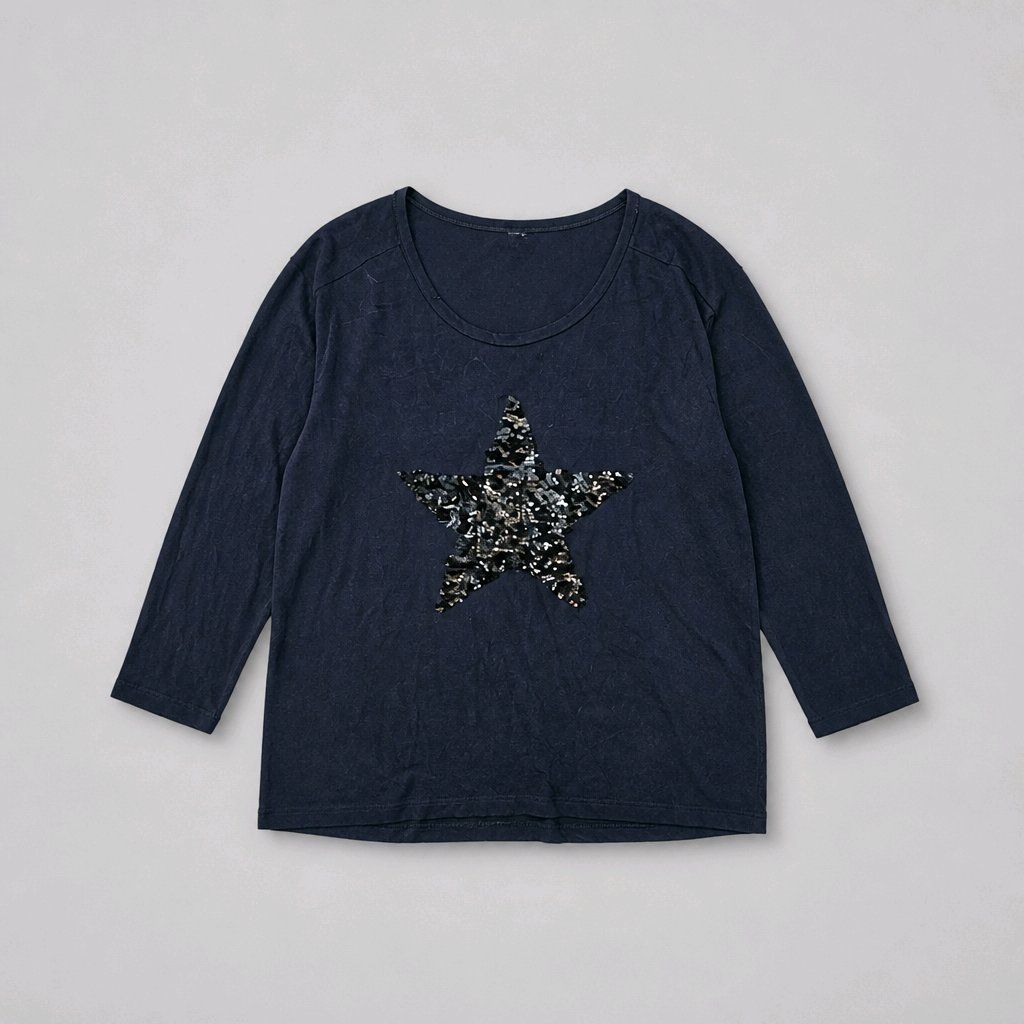 Only Maglioni & Felpe: Leichter Pullover Gr. L ONLY dunkelblau mit Glitzer Stern – Usato da Füllinsdorf venduto da Sunnebliemli7