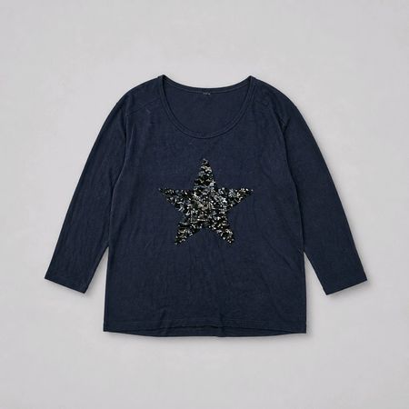 Leichter Pullover Gr. L ONLY dunkelblau mit Glitzer Stern