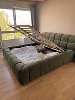 Lit coffre 180x200 - tissu vert 