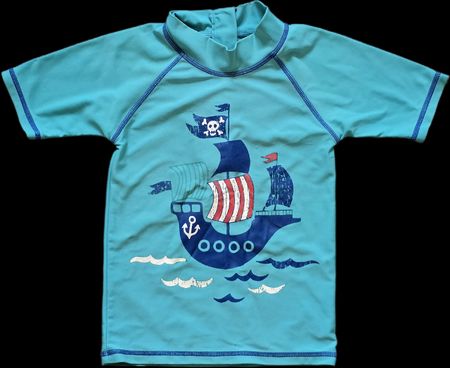 Lässig UV Bade T-Shirt Gr.98 Piratenschiff türkis