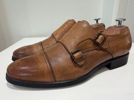 Buffalo Monkstrap Schuhe Herren Gr 43 Braun Leder
