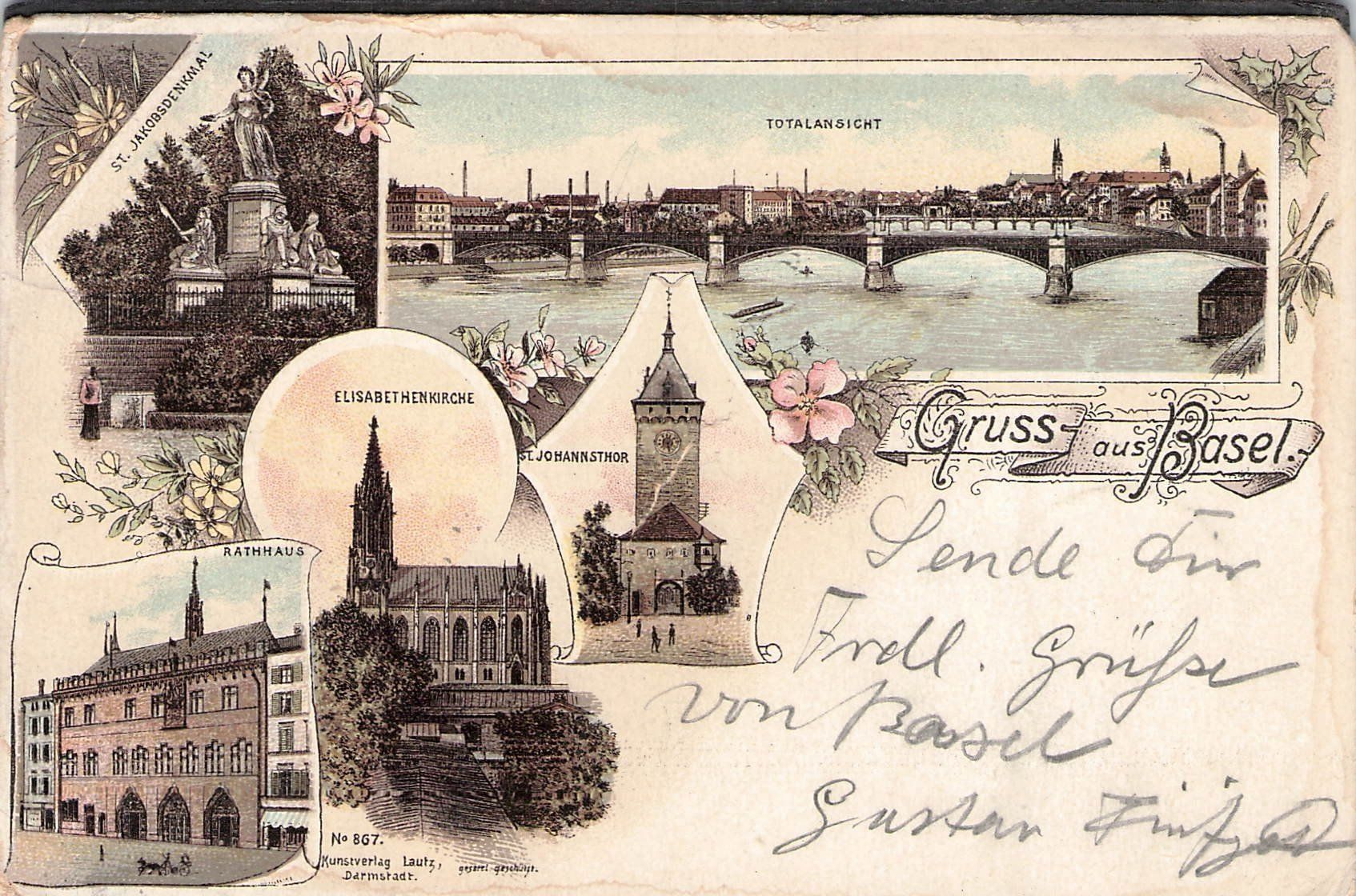 Cartes postales: ^Litho Basel , 5 bild , gel. 1897 – D'occasion à Reichenburg par Pipo-67